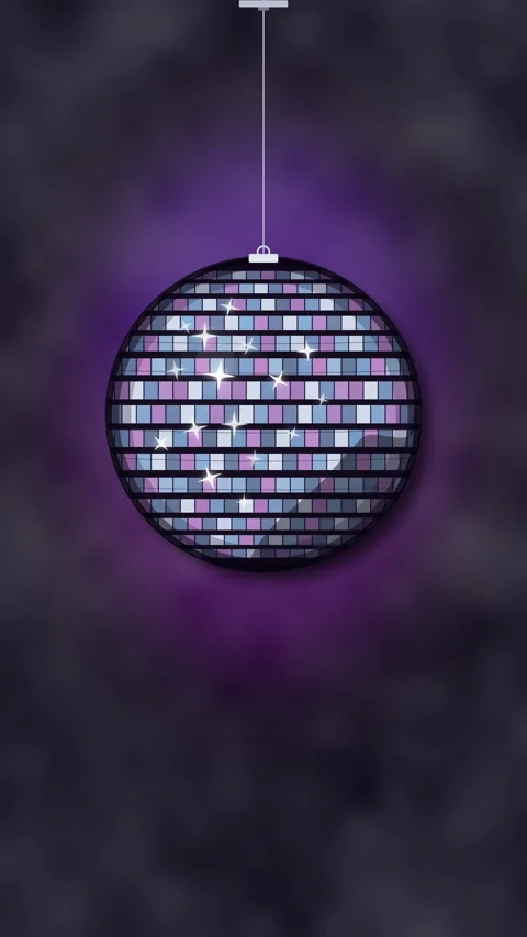 Rotating disco ball animation reflecting purple light and sparkles Stock Footage 347956220