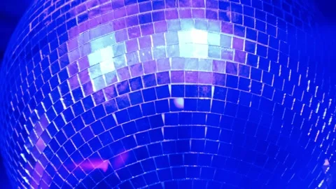 Rotating Disco Ball in Blue Light Stock Footage 303823617