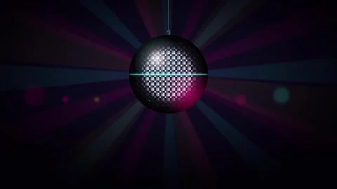 Rotating disco ball with vibrant neon light rays and retro party atmosphere.. Stock Footage 337554323