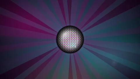 Rotating disco ball with vibrant purple and teal light rays retro party bac.. Stock Footage 337554326