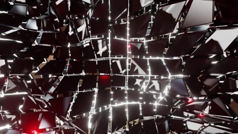 Rotating Disco Ball with White and Red Mirrored Light Reflections VJ Loop Stock Footage 333403242