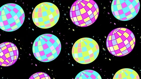 Rotating disco balls on a black screen. Stock Footage 257090962