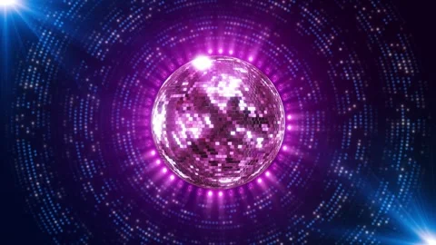 Rotating disco balls with vibrant reflections curved surfaces retro vibe. for Stock Footage 333904005