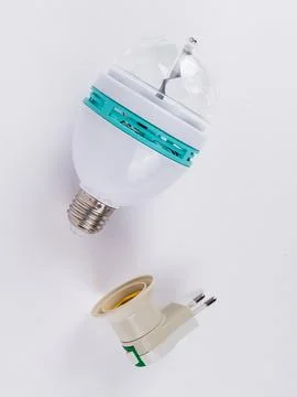 Rotating disco led bulb with socket side view Stock Photos