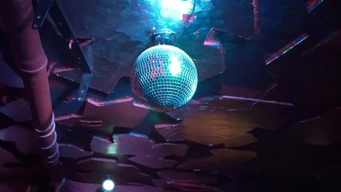 Rotating disco mirror ball Stock Footage 89585738