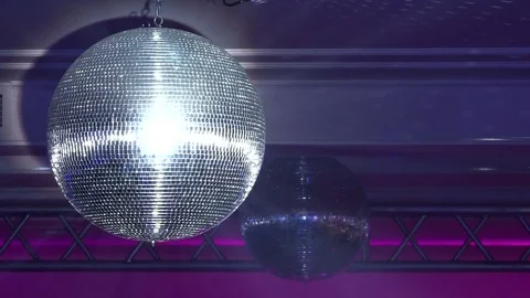 Rotating disco mirror ball. Rotating sparkling disco ball.Concept of night par Video stock 91512723
