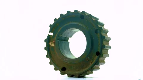 Rotating display of an industrial rusty metal gear on a clean white backgro.. Stock Footage 342020635