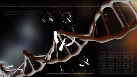 Rotating DNA with data processing background. Genetic engineering scientific 스톡 동영상 77733497