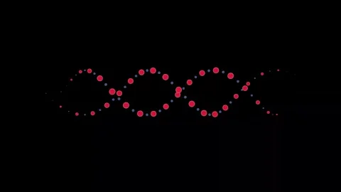 Rotating DNA Double Helix Animation with Red and Dark Blue Spheres Seamless Loop Stock Footage 341776975
