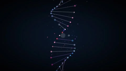 Rotating DNA Double Helix Loop - Blue Glowing Particle Biology Backdrop 스톡 동영상 341568135