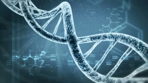 Rotating DNA with formula background Stock Footage