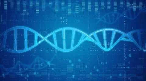 Rotating Dna With Formula Background.DNA molecular chain.DNA structure Stockillustratie