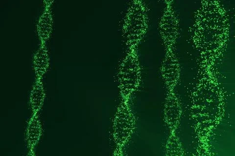 Rotating DNA, Genetic engineering scientific concept, blue tint. 3d rendering 스톡 일러스트