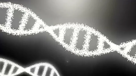 Rotating DNA glowing molecule on blue background. Stock Footage 194985303