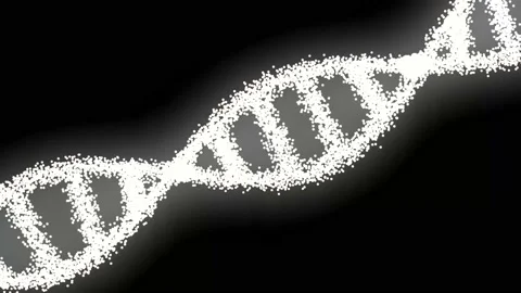Rotating DNA glowing molecule on blue background. Stock Footage 194985308