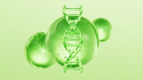 Rotating dna helix with green spheres molecular structure on abstract brigh.. Stock Footage 332390128
