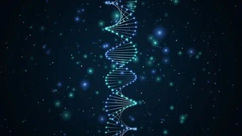 Rotating DNA Helix Loop - Glowing Particle Genetic Science Backdrop Stock Footage 341792685