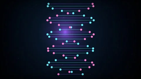 Rotating DNA Helix Loop - Purple Glowing Genetic Data Backdrop Video stock 341955233