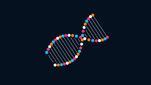 Rotating DNA molecule helix on a blue background Stock Footage 337870412