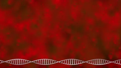 Rotating DNA  molecule with red blood cells , plasma in background. 3d animation Stock Footage 150852202