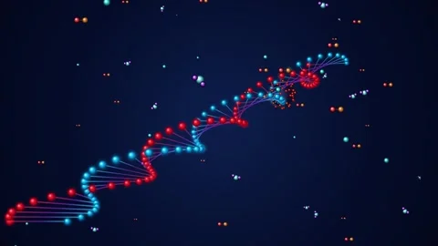 Rotating dna strand molecule model floating in deep dark digital space moti.. 스톡 동영상 347195688
