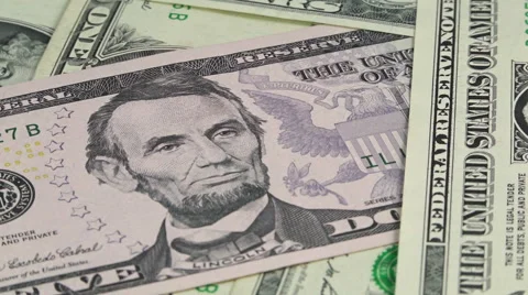 Rotating dollar banknotes focusing Video stock 57099951