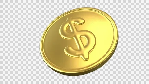 Rotating dollar gold coin – 3d render looped with alpha channel. Stock Footage 274059908