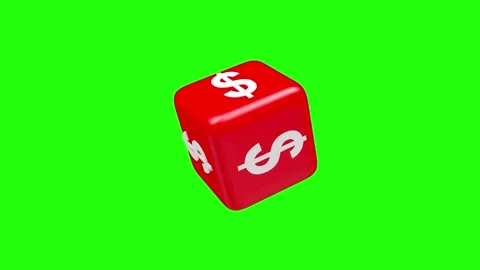 Rotating dollar symbol cube changes from red to gold on a green screen. Stockbeeldmateriaal 333780358