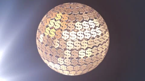 Rotating dollar symbols formed in sphere shape (alpha) Stock Footage 61934897