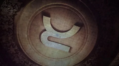 Rotating dome projection with logo and Thai symbols inside Rajadamnern Stadium Stock Footage 323246878