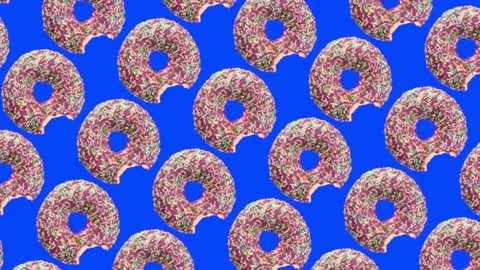 Rotating donuts blue screen loop animation Stock Footage 342289385