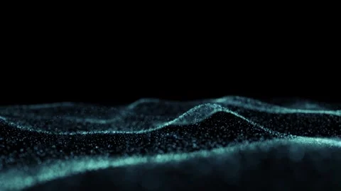 Rotating dotted waves loop slow motion on clean black background Stock Footage 346649335
