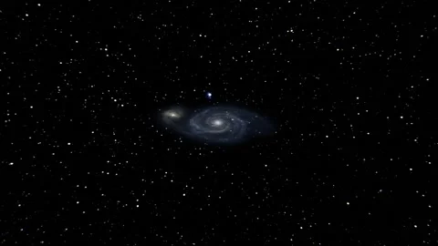 Rotating double galaxy in deep space Stock Footage 130186881