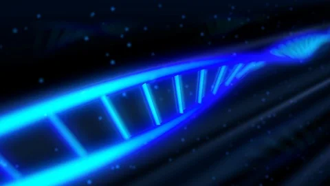 Rotating Double Helix DNA Molecule Particle Strand of Genetic Code Stock Footage 123280444