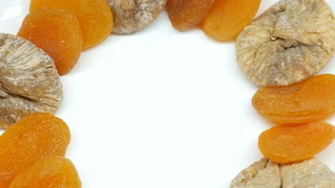 Rotating dried Figs on white background in right side Stock Footage 87747257
