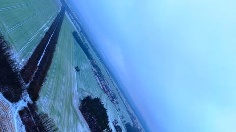 Rotating Drone Flight Winter Land Video stock 327915083