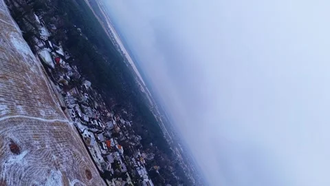 Rotating Drone Flight Winter Landscape Video stock 327915119