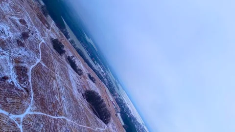 Rotating Drone Flight Winter Landscape Stock Footage 327915121