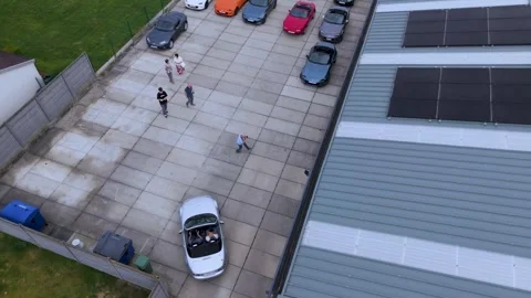 Rotating Drone Shot Above Convertible. Stock Footage 340535145