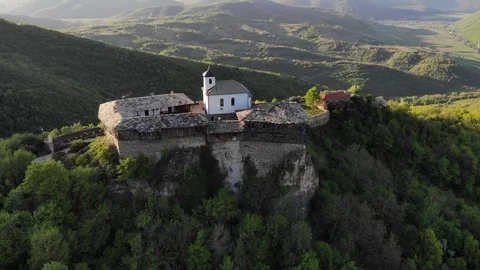 Rotating Drone Shot Around The Orthodox Glozhenski Monastery, Bulgaria Video stock 98300091