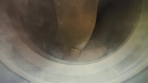 Rotating Drum Processing Peas at Agricultural Processing Plant. Stock Footage 346798402