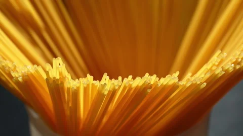 Rotating Dry Spaghetti Pasta Ends Macro Shot Stock Footage 345601241