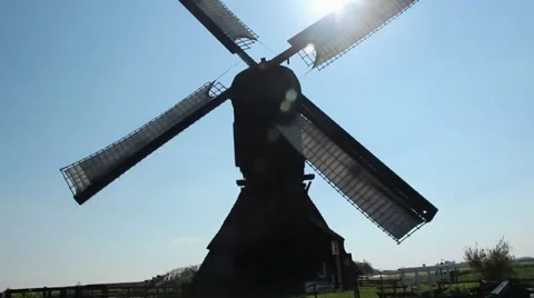 A rotating Dutch windmill Stock Footage 41346043
