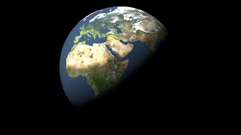 Rotating earth as 3D animation with alpha mask Stock Footage 111004745