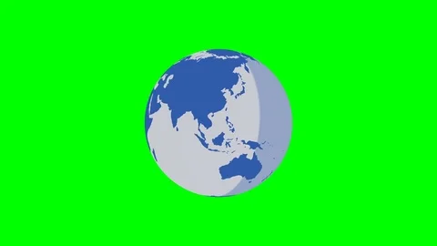 Rotating earth 4K blue and white with greenscreen chromakey background Stock Footage 70177151