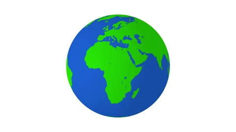 Rotating earth 4K green and blue with white background Stock Footage 48377239