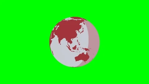 Rotating earth 4K red and white with greenscreen chromakey background Stock Footage 70177714