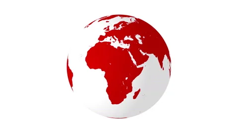 Rotating earth 4K red with white background Stock Footage 48377571