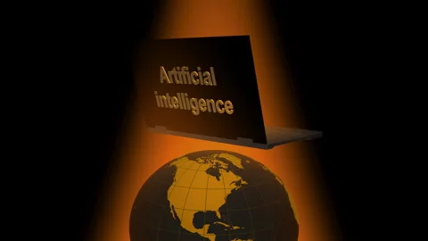 The Rotating Earth and Artificial Intelligence, Computer Stock Footage 346716518