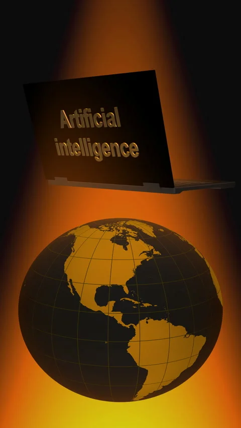 The Rotating Earth and Artificial Intelligence, Computer Stock Footage 346716610